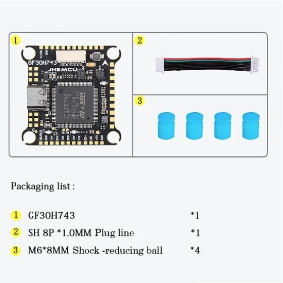 Wholesale JHEMCU GF30H743 H743 480MHZ Flight Controller ICM-42688-P DUAL Barometer OSD 128M Black Box Dual BEC 3-6S for RC Drone